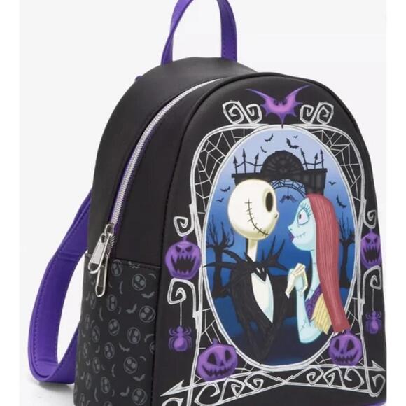 Loungefly NBC Jack & Sally Pumpkin Frame Backpack NWT - Picture 2 of 5